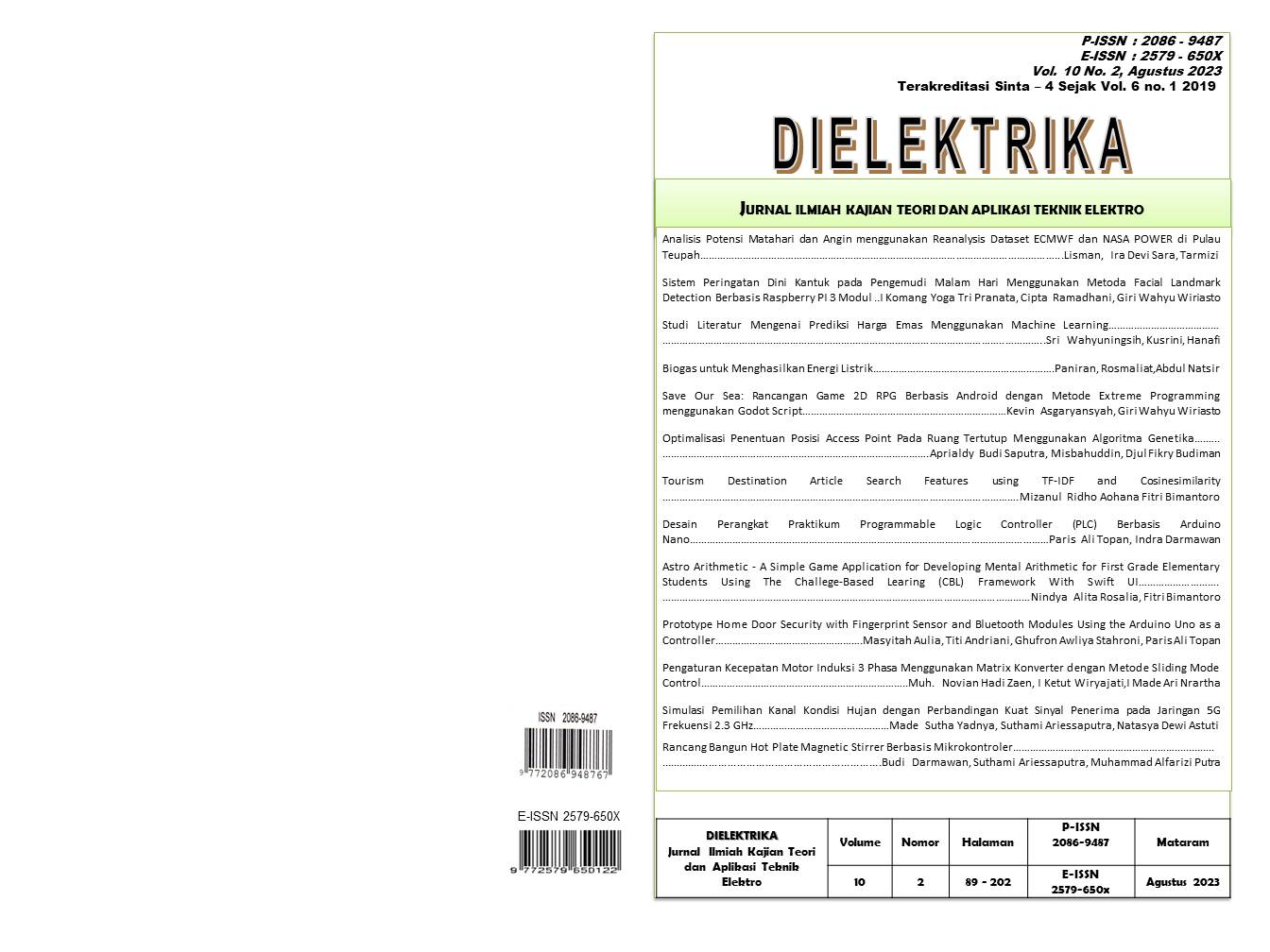 					View Vol. 10 No. 2 (2023): DIELEKTRIKA
				