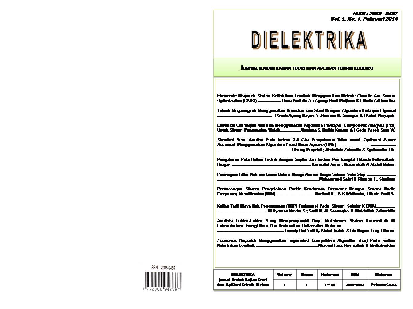 					View Vol. 1 No. 1 (2014): DIELEKTRIKA
				