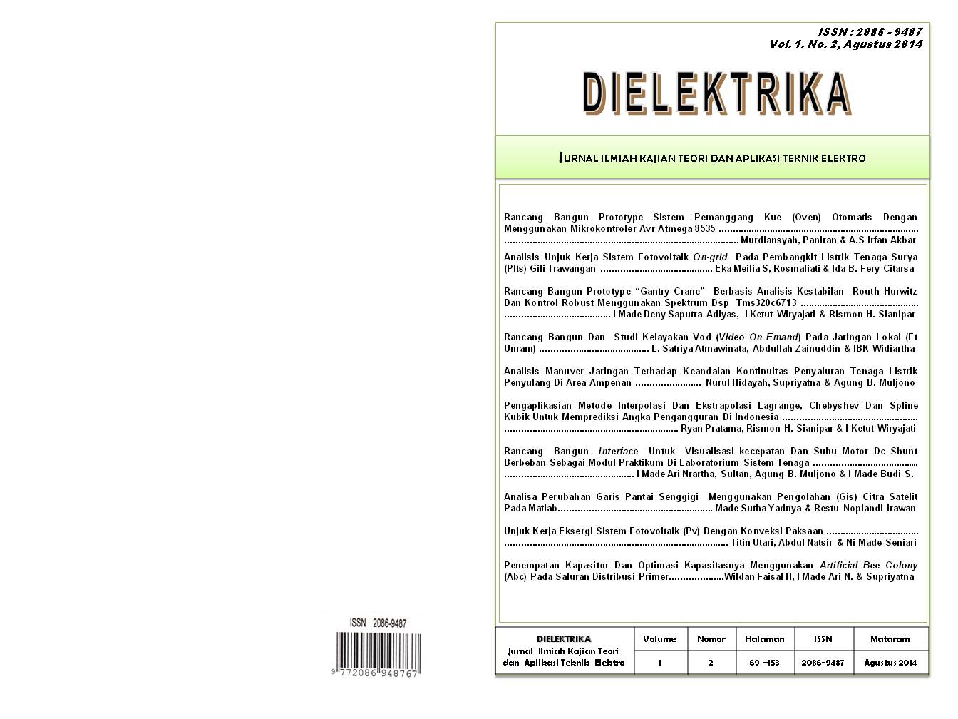 					View Vol. 1 No. 2 (2014): DIELEKTRIKA
				