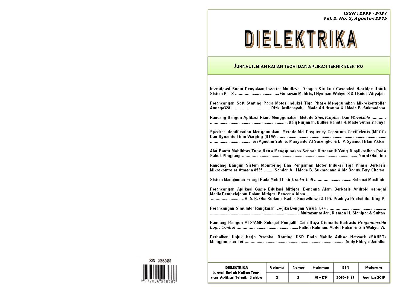 					View Vol. 2 No. 1 (2015): DIELEKTRIKA
				